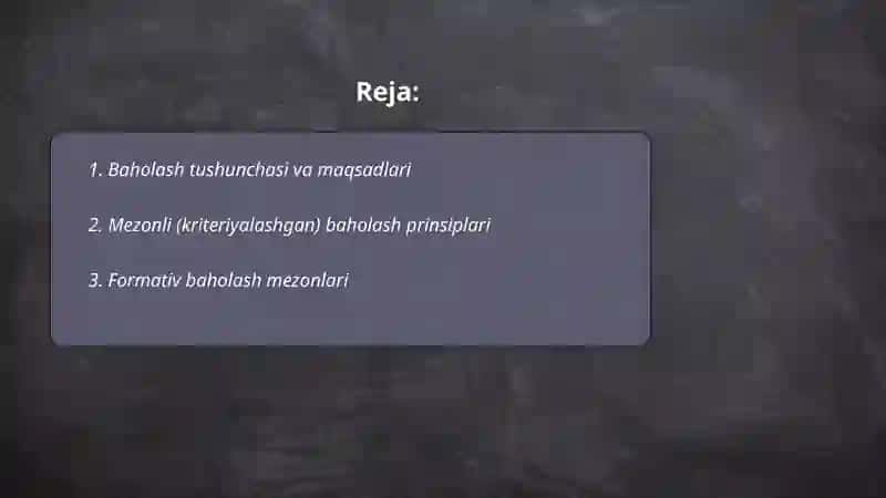 Óquvchilarni baholash mezonlari 2