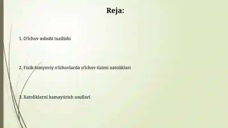 O‘lchash vositalar strukturasi, fizikaviy-kimyoviy o‘lchashlrda o‘lchash 2