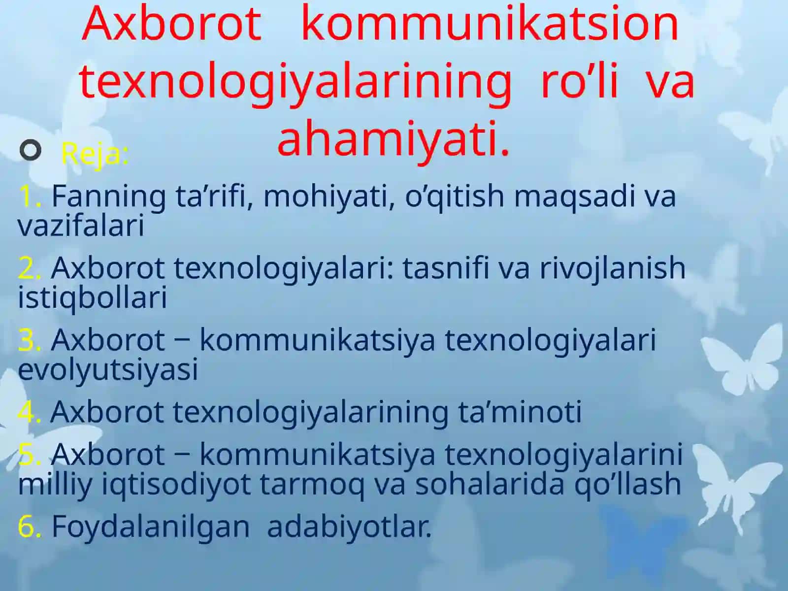 Axborot kommunikatsion texnologiyalari 2