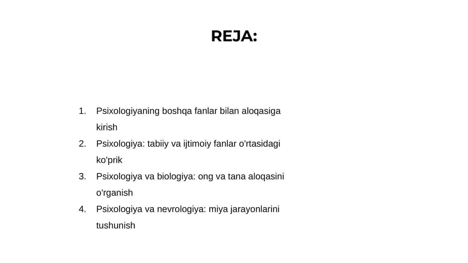 Psixologiya fanining boshqa fanlar bilan aloqasi 2