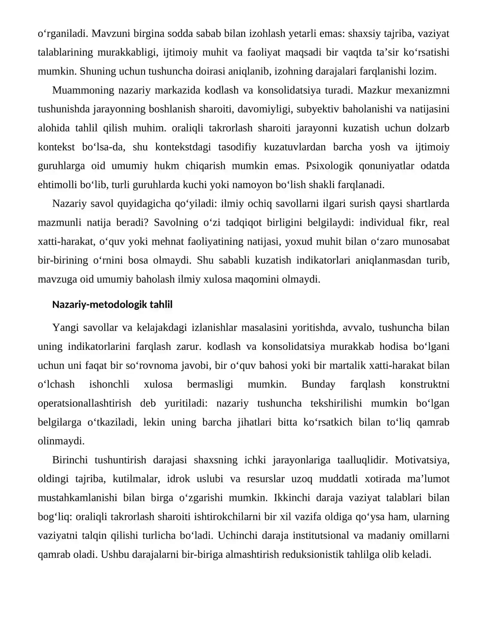 Uzoq muddatli xotirada ma’lumot mustahkamlanishi — zamonaviy tadqiqot istiqbollari 2