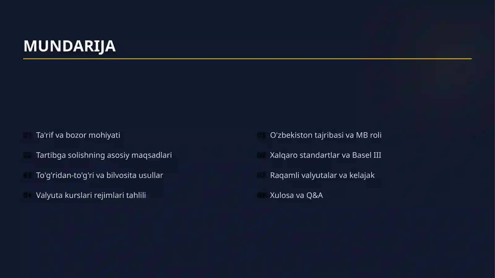 Valyuta bozorini tartibga solish 2