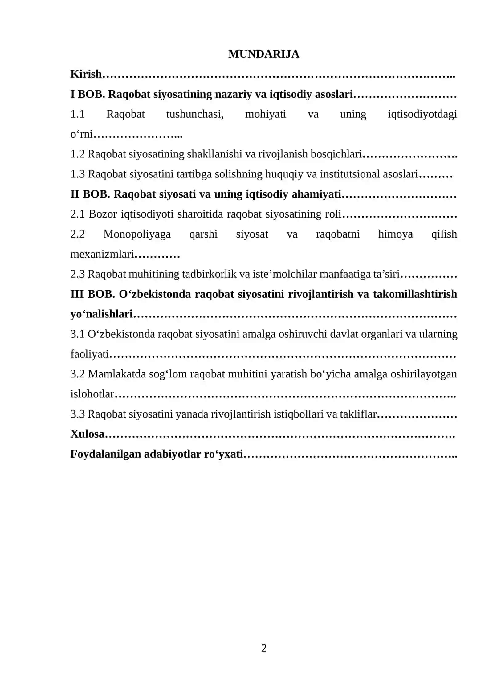 Raqobat siyosatining nazariy va iqtisodiy asoslari 2