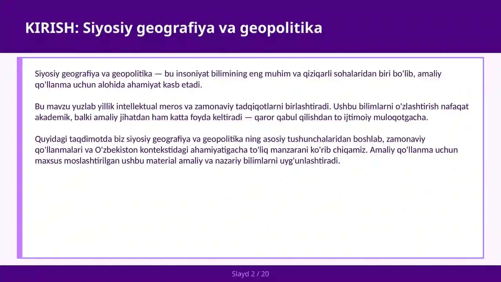 Siyosiy Geografiya va Geopolitika 2
