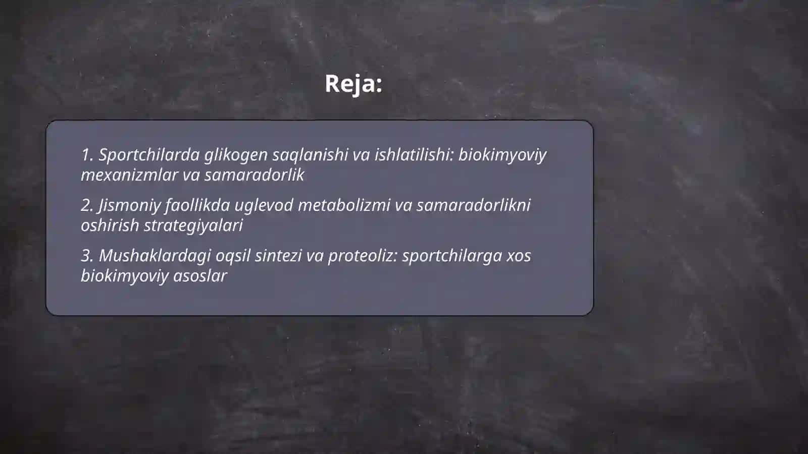Sportchilar uchun ovqatlanishning biyokimyoviy asoslari va uning samaradorligi 2