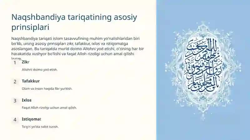 Naqshbandiya tariqatining asosiy prinsiplari 2
