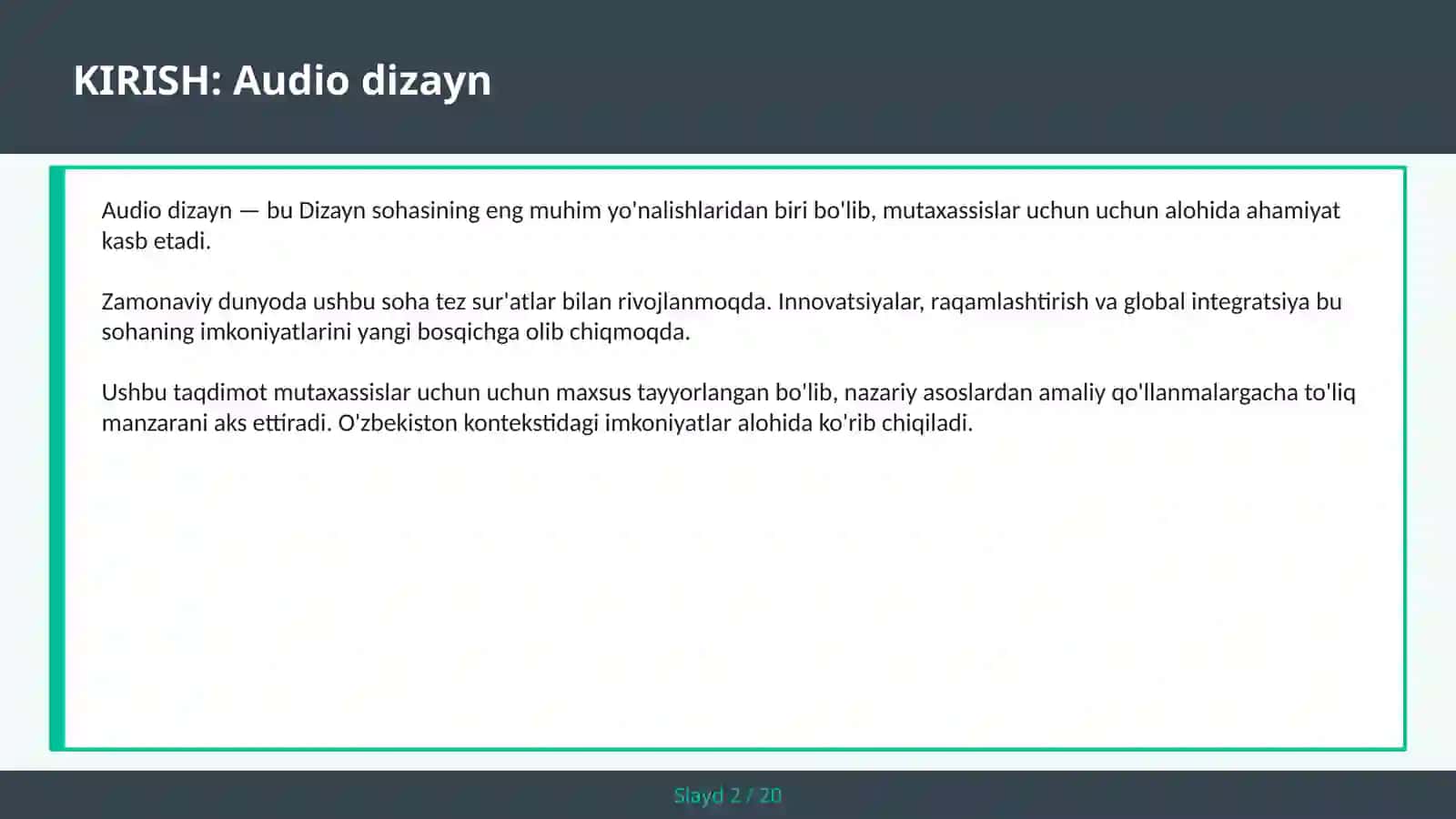 Audio dizayn 2