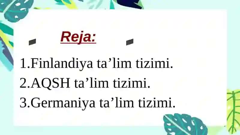 Iqtisodiyrivojlangan xorijiy davlatlar taʼlim tizimi 2