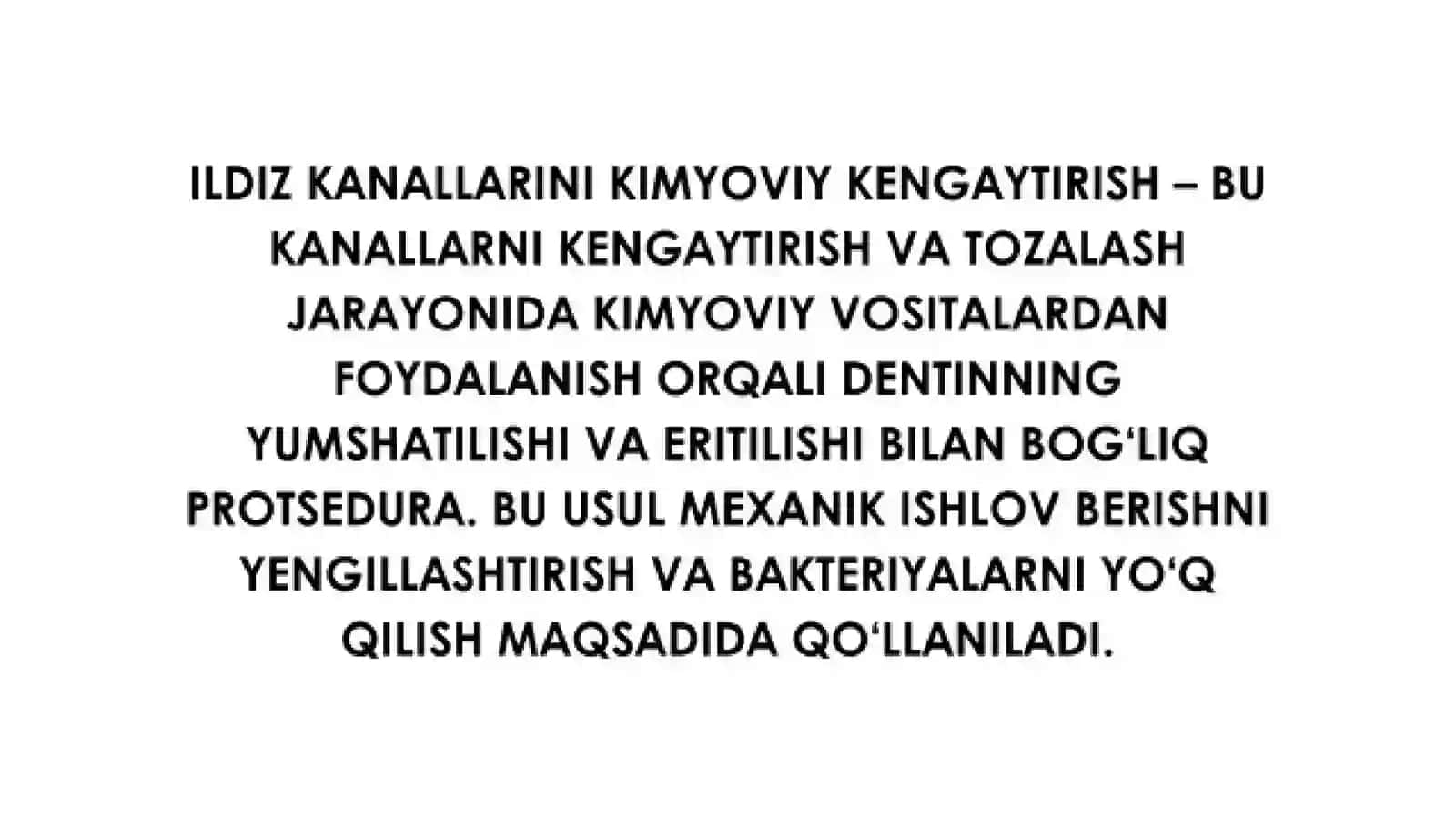 Ildiz kanallarini kimyoviy kengaytirishda qo'llaniladigan vositalar 2