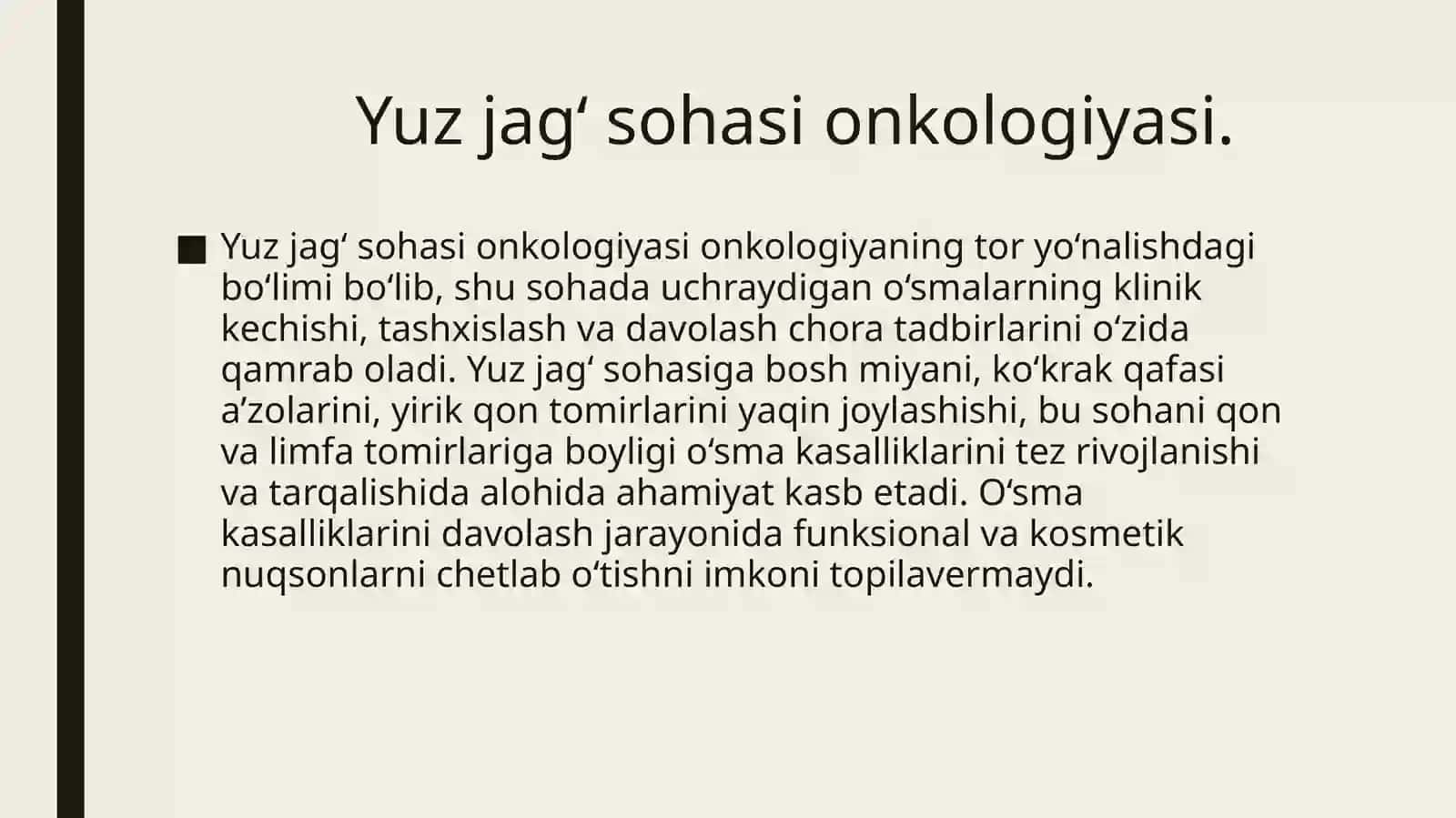 Yuz jag‘ sohasi onkologiyasi 2