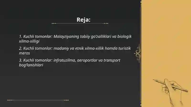Malayziyaning xalqaro turizm rivoji: SWOT tahlil 2