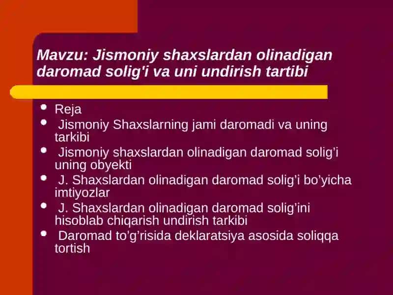 Jismoniy shaxslardan olinadigan daromad solig'i va uni undirish tartibi 2