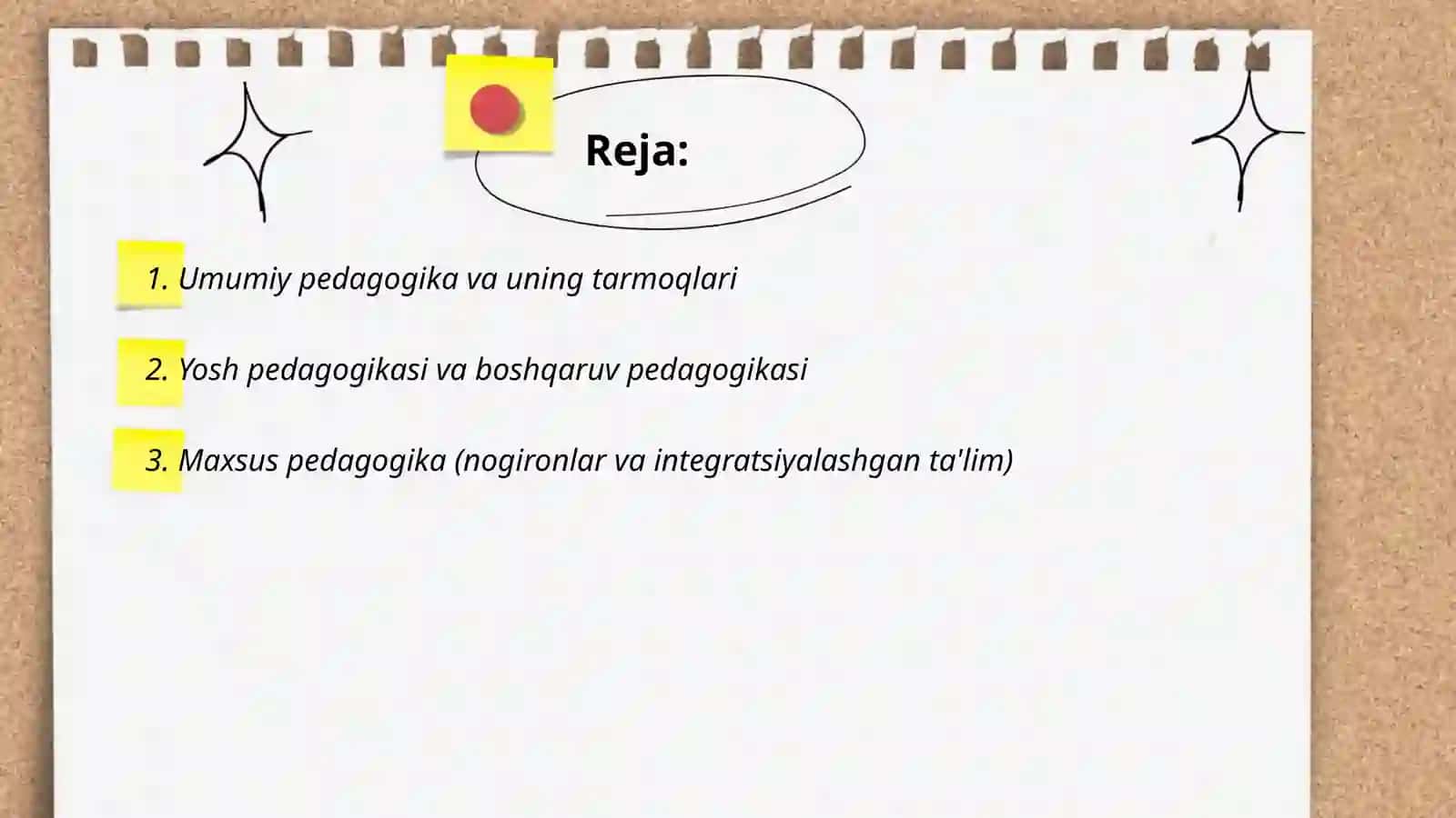 Pedagogika modulining tarmoqlari 2