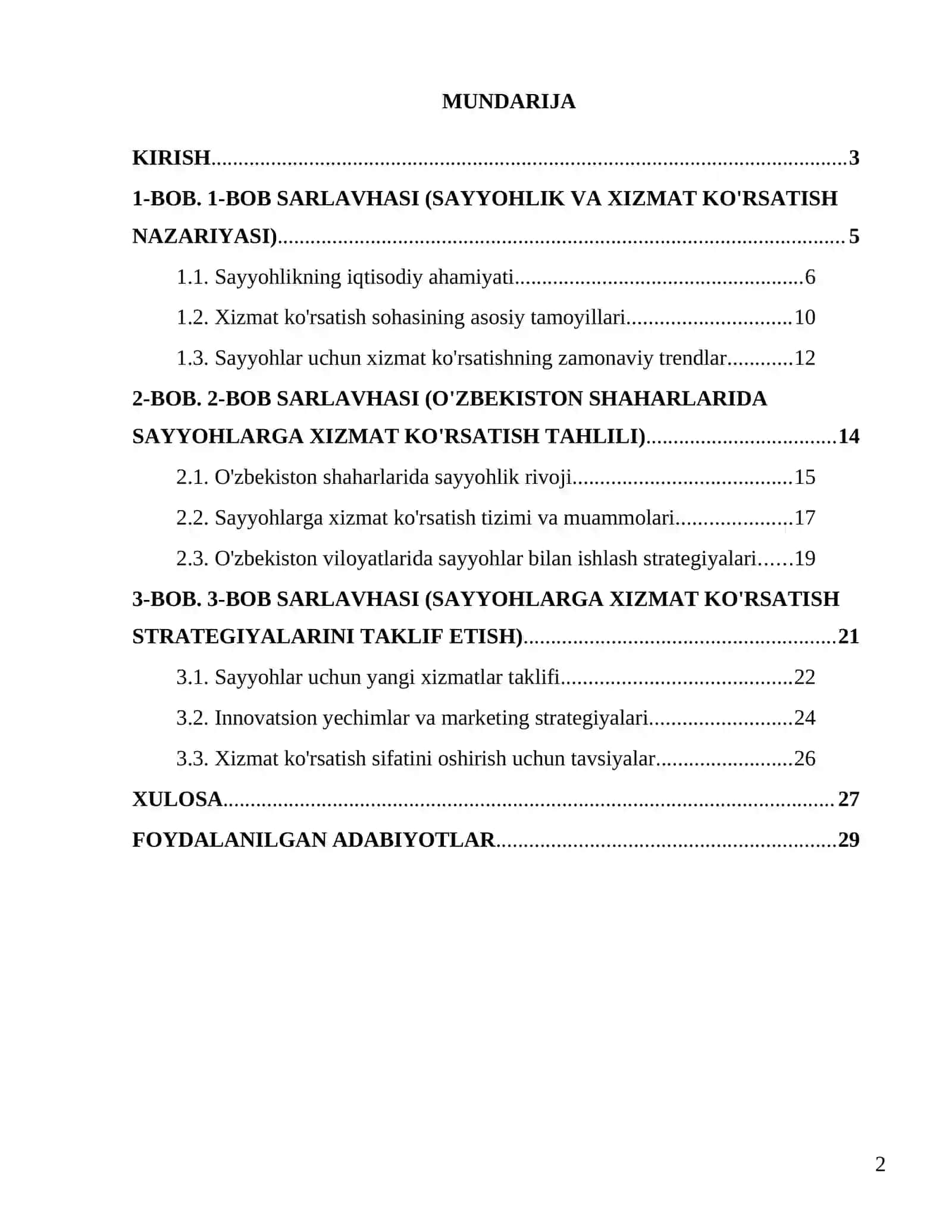 TERMIZ DAVLAT UNIVERSITETI TUROPEREYTING FANIDAN KURS ISHI 2