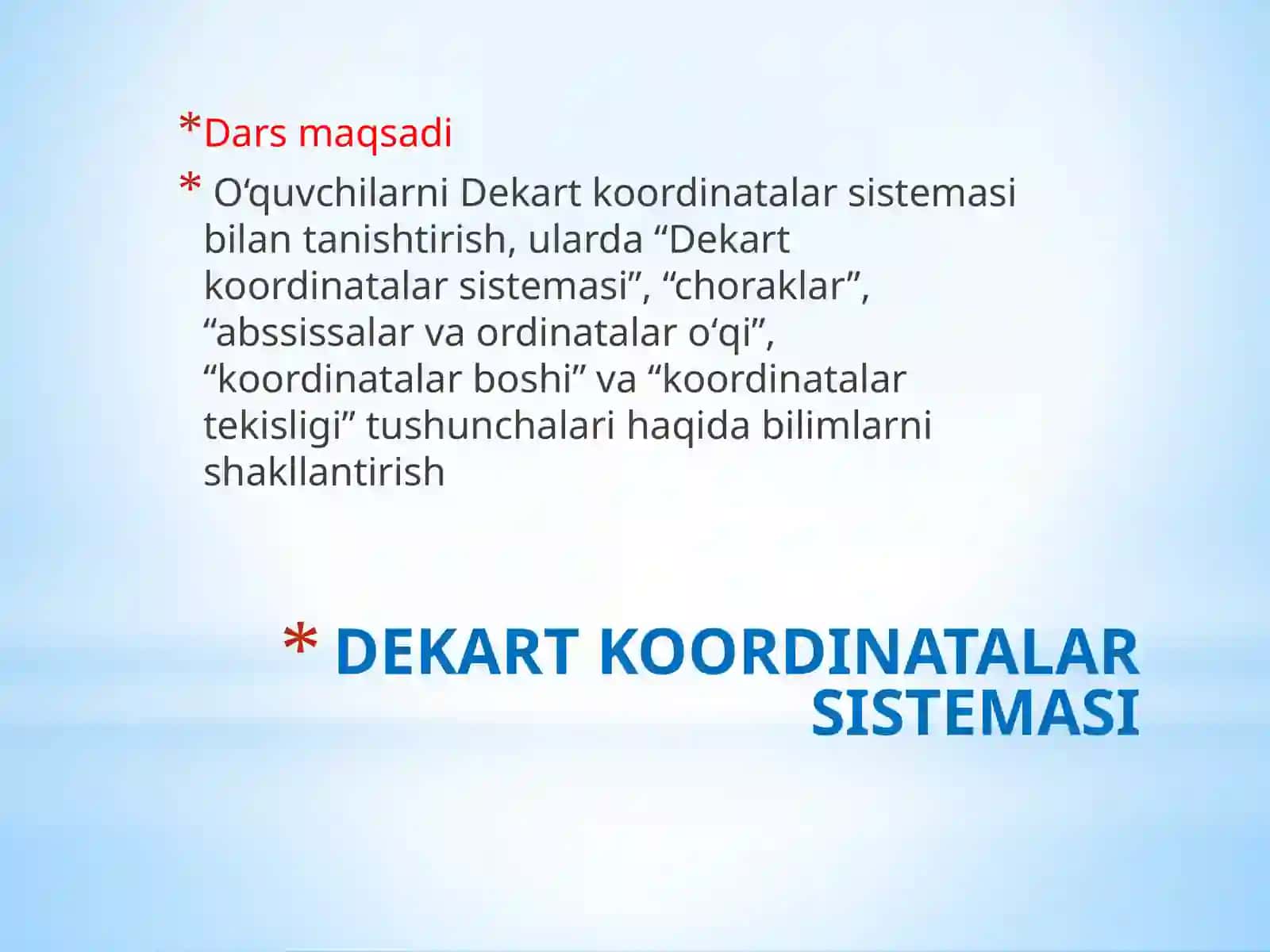 DEKART KOORDINATALAR SISTEMASI 2