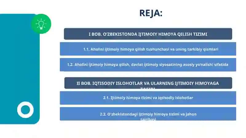 O'zbekistonda aholini ijtimoiy himoya qilishda ijtimoiy islohotlar 2