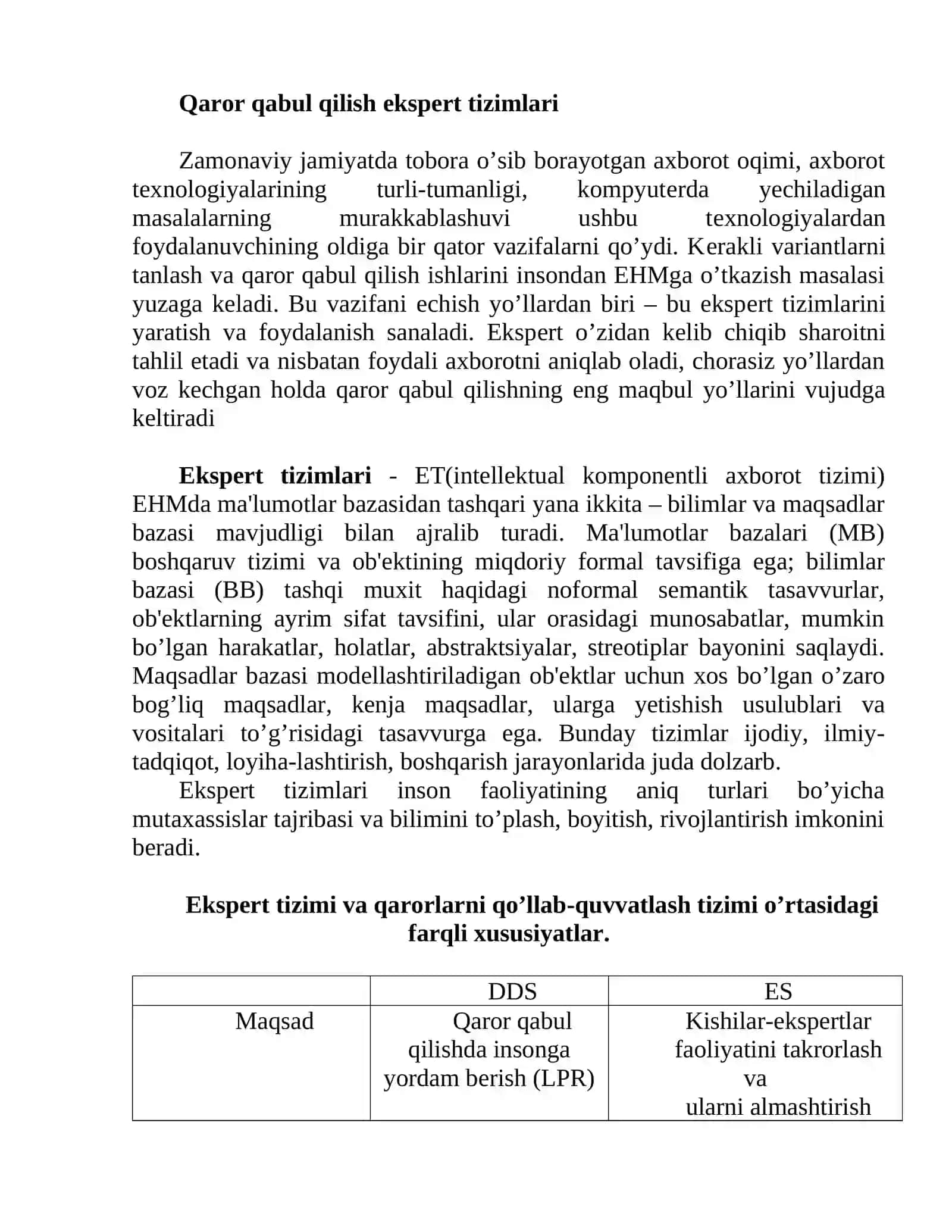 Qaror qabul qilish ekspеrt tizimlari 2