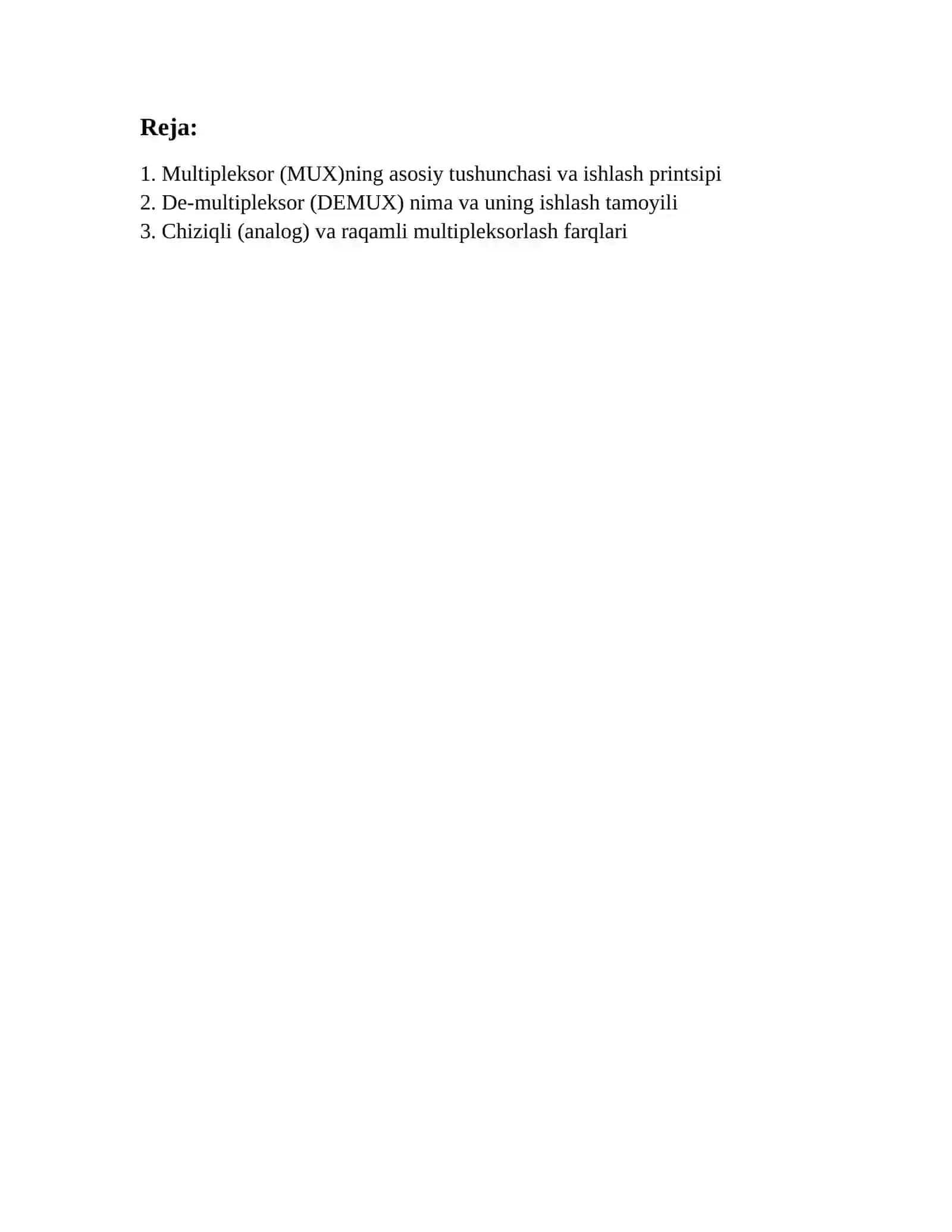 Multipleksorlash va de-multipleksorlash 2