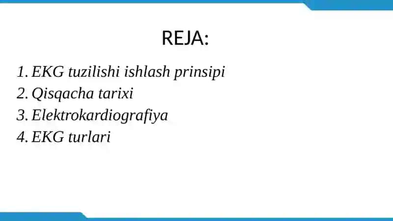 Elektrografiya usullarini fizikasoslarini o'rganish (EKG, EEG, EMG) 2