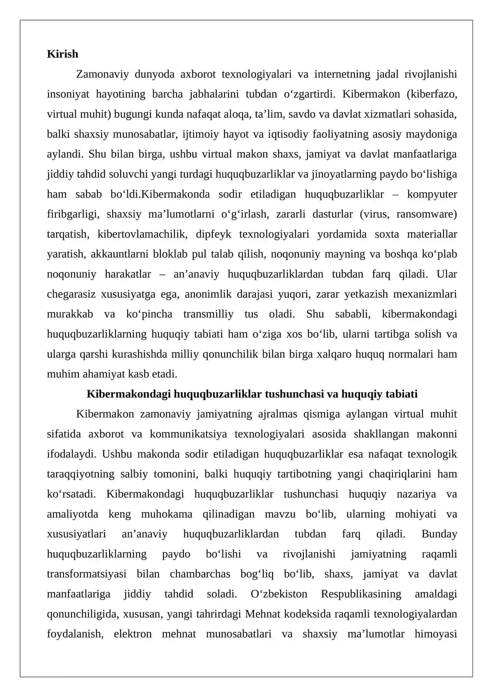 Kibermakondagi huquqbuzarliklar uchun javobgarlik va ularning huquqiy tabiati 2
