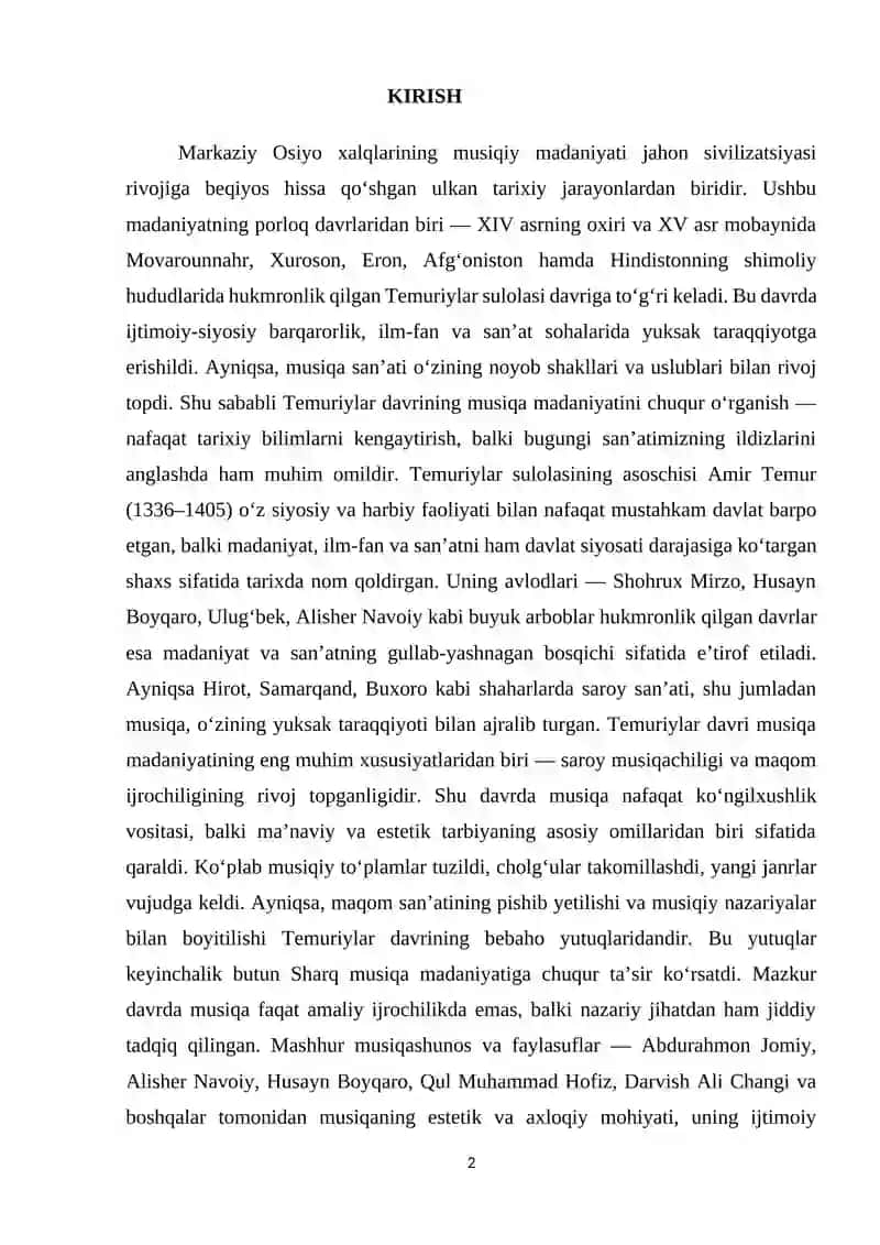 Temuriylar davri musiqa madaniyati 2