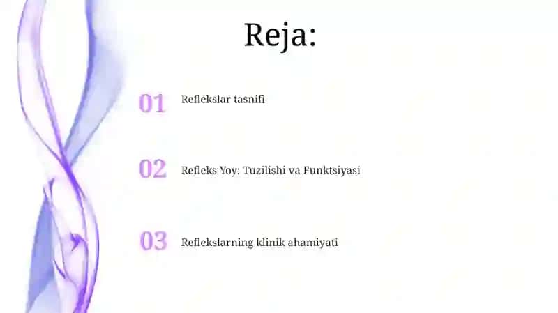 Reflekslarning joylashuvi va tasnifi 2