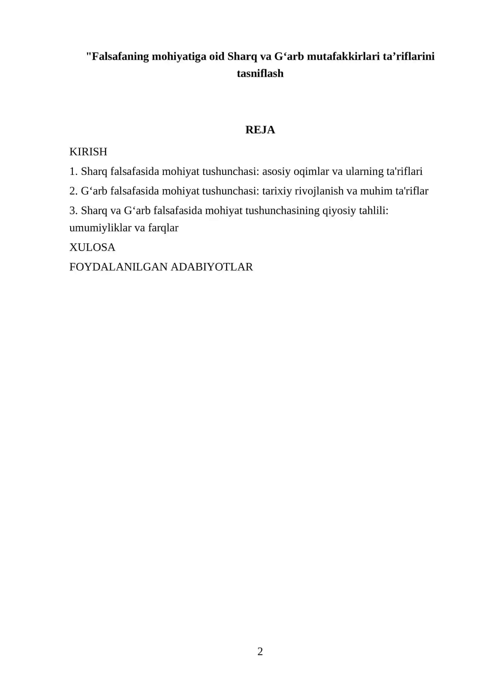 "Falsafaning mohiyatiga oid Sharq va G‘arb mutafakkirlari ta’riflarini tasniflash 2
