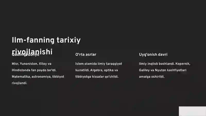 Dunyoning ilmiy landshafti va evolyutsiyasi 2