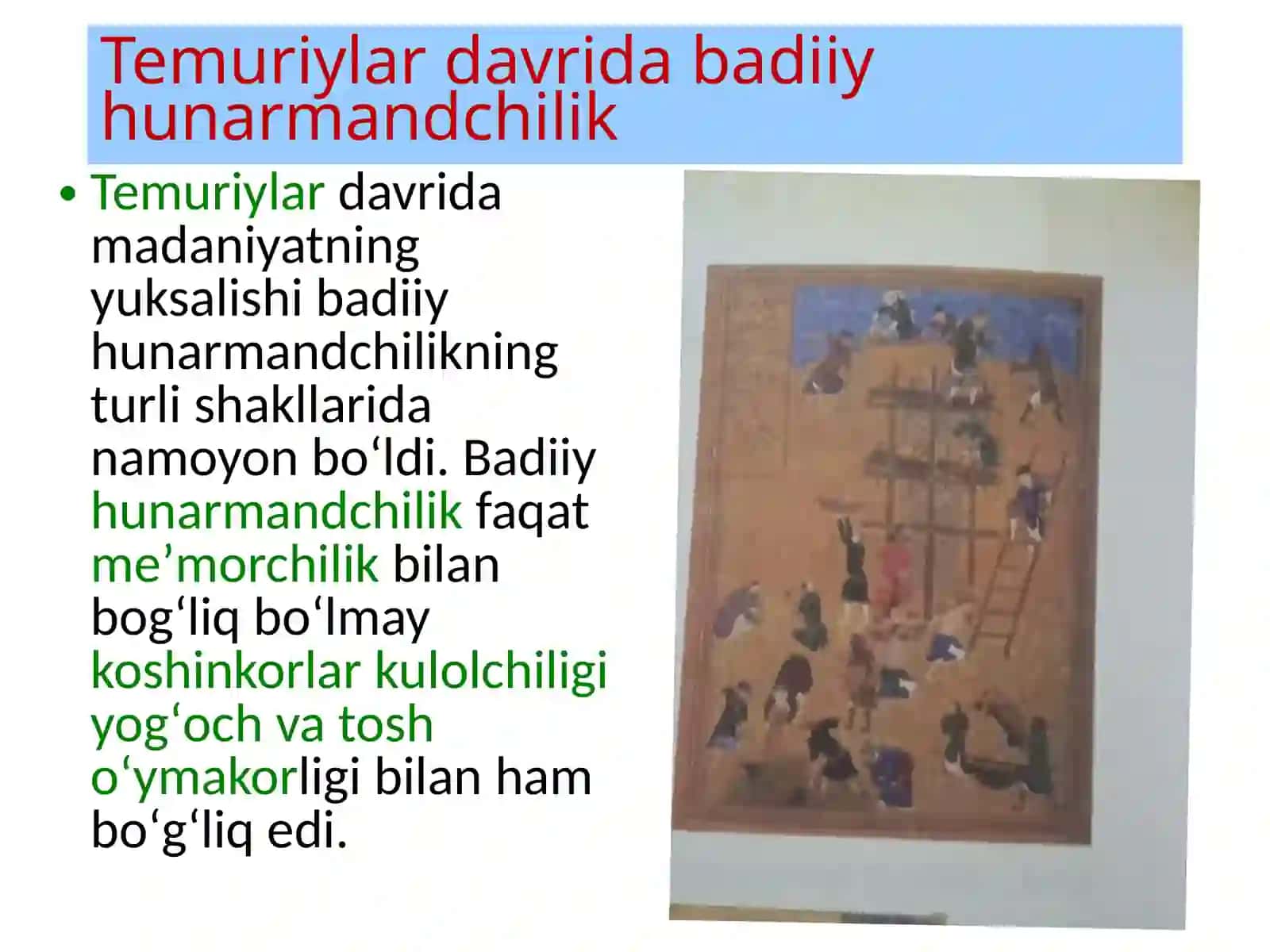 Temuriylardavridahunarmandchilik 2