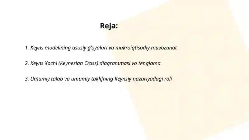 Keyns modelidagi makroiqtisodiy muvozanat 2