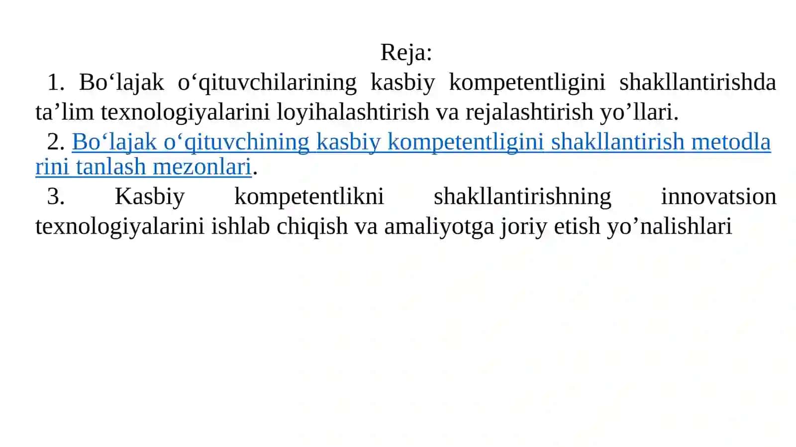 Kompetentliknishakllantirish texnologiyalari va mezonlari 2