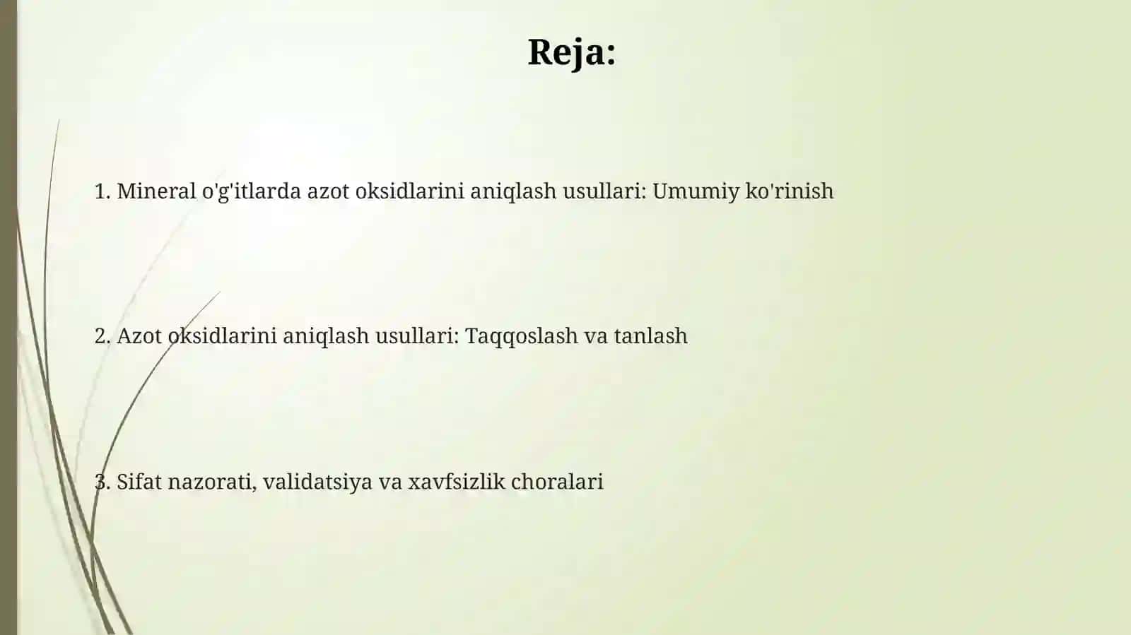 Mineral o'g'itlar tarkibidan azot oksidlarini aniqlash usullari 2