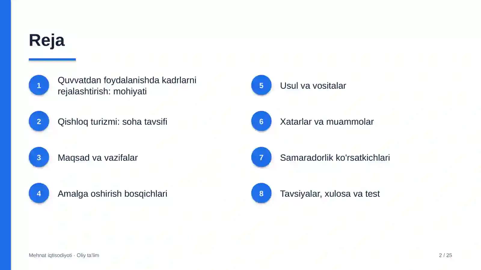 qishloq turizmida ishlab chiqarish quvvatidan kadrlar bilan foydalanishni rejalashtirish 7470 2