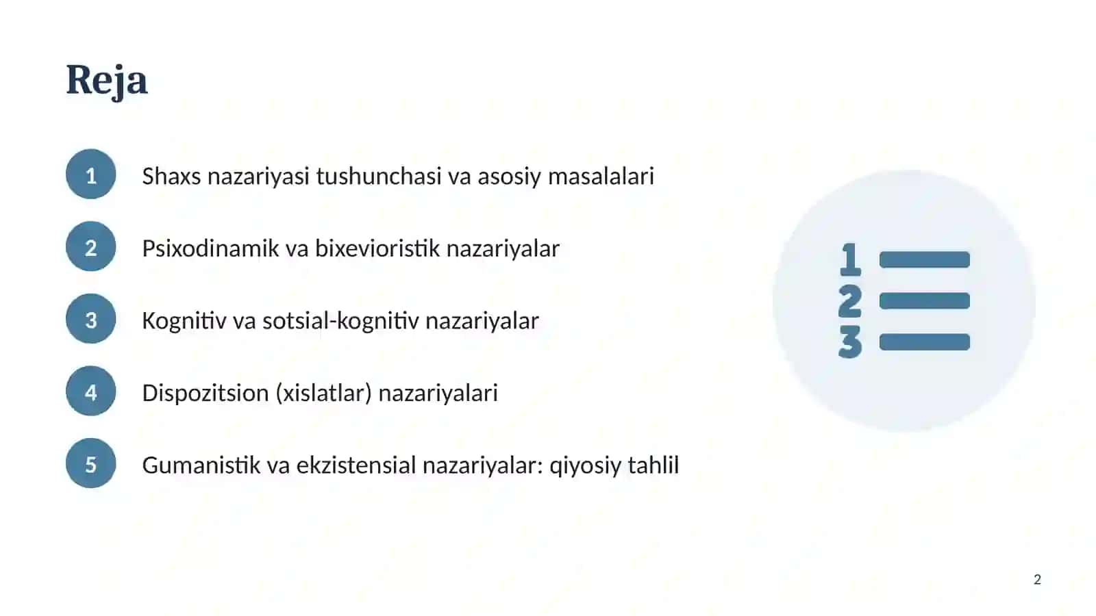 Turli xil psixologiya maktablarining shaxs nazariyalari 2