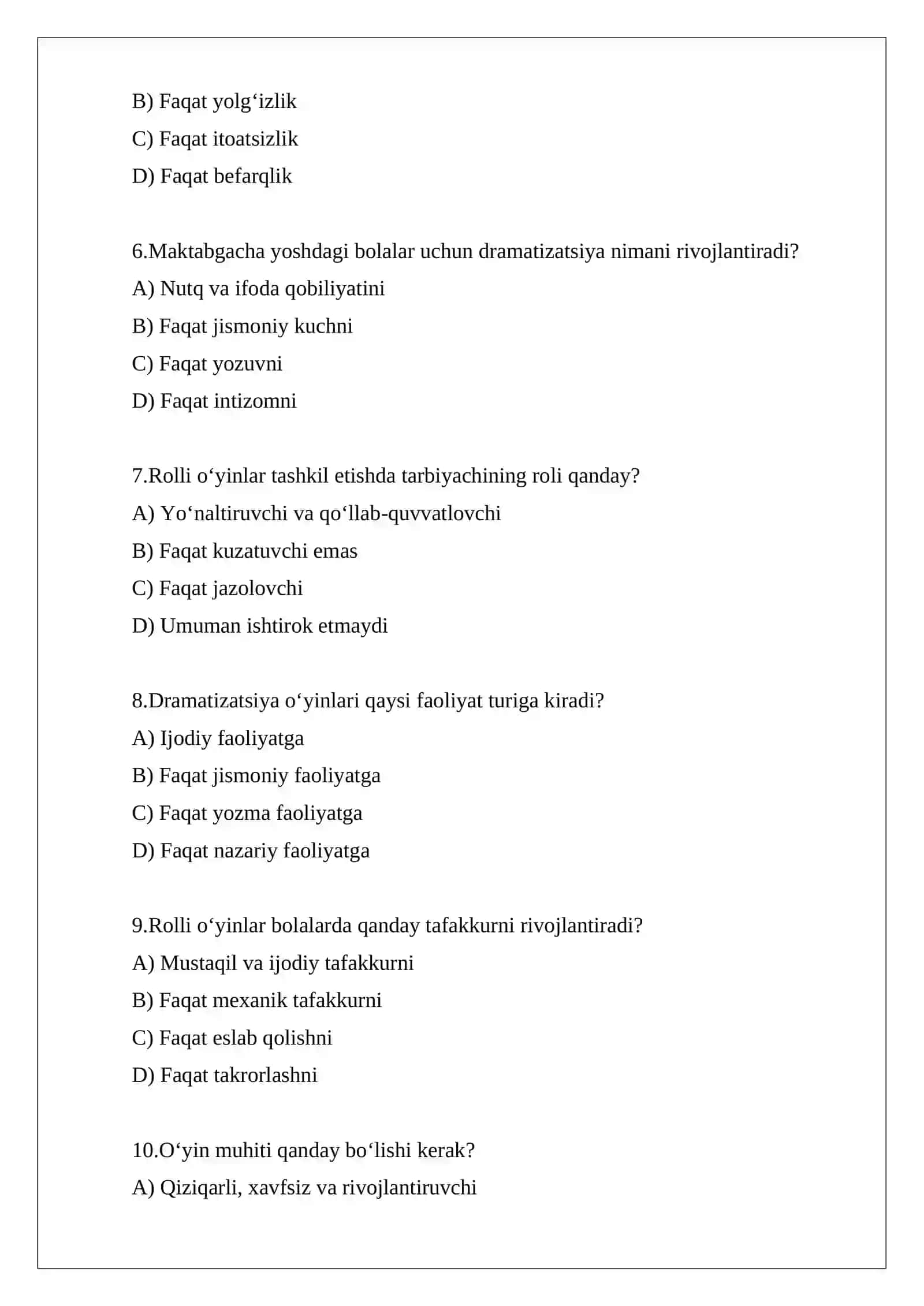 Maktabgacha yoshdagi bolalarning rivojlanishi uchun mavzuni rivojlantiruvchi rolli oʻyinlar va dramtizatsiya muhitini yaratish 2