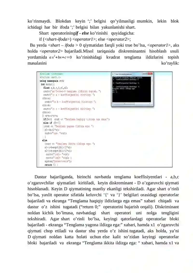 TARMOQLANISH VA UZILISHLARNI TASHKIL ETISH OPERATORLARI. TARMOQLANUVCHI OPERATORLAR (IF VA SWITCH) VA ULARNI ISHLASH KETMA KETLIKLARI 2