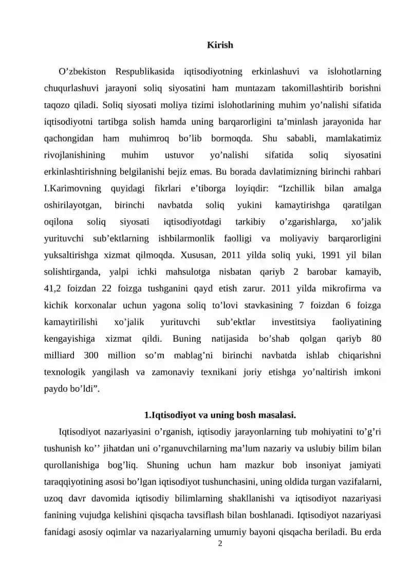 Iqtisodiy qonunlar va kategoriyalar, ularning amal qilish mexanizmi 2