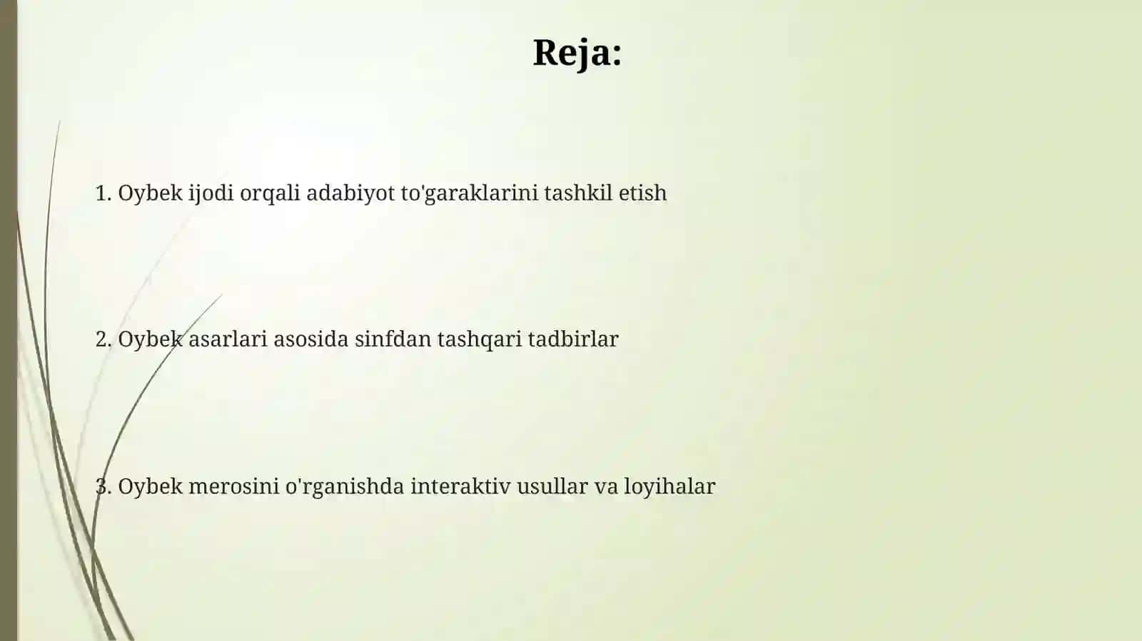 Adabiyotdan sinfdan tashqari mashg'ulotlarni tashkil etish(Oybek ijodi misolida) 2