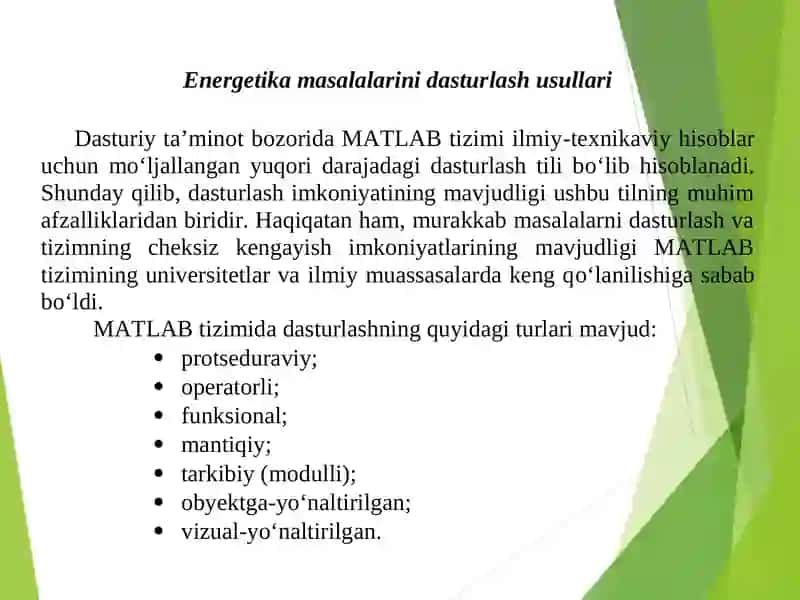 "Energetika masalalarini dasturlashtirish usullari va vositalari" 2