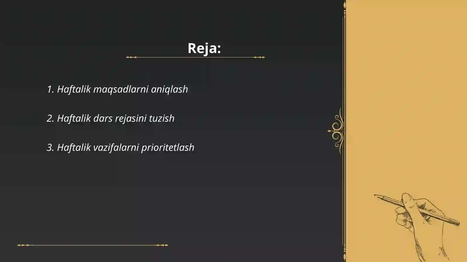 Mustaqil oʻrganish uchun haftalik chek-list 2