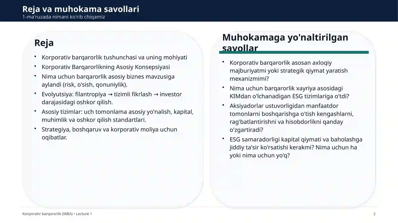 Korporativ barqarorlik konsepsiyasi va evolyutsiyasi 2