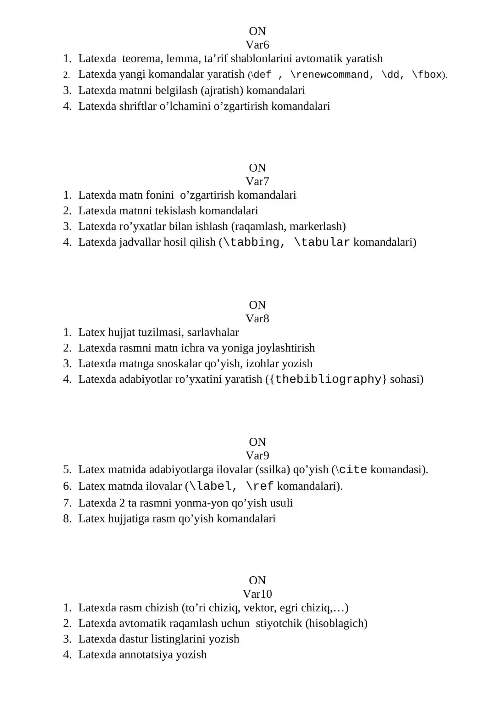 Latex hujjattlari tarkibi. Preambula 2
