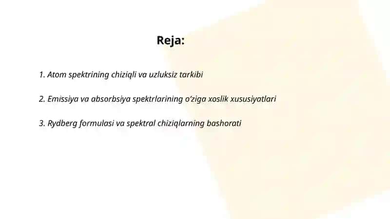 Atom spektralarining oʻziga xosligi 2