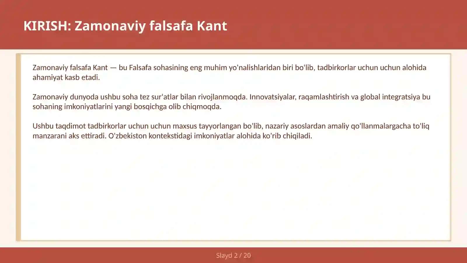 Zamonaviy falsafa Kant 2