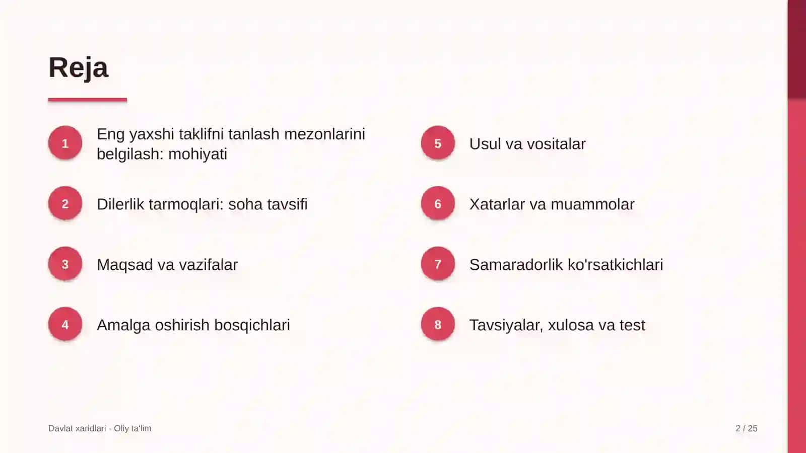 Eng yaxshi taklifni tanlash mezonlarini belgilash: mohiyati 2