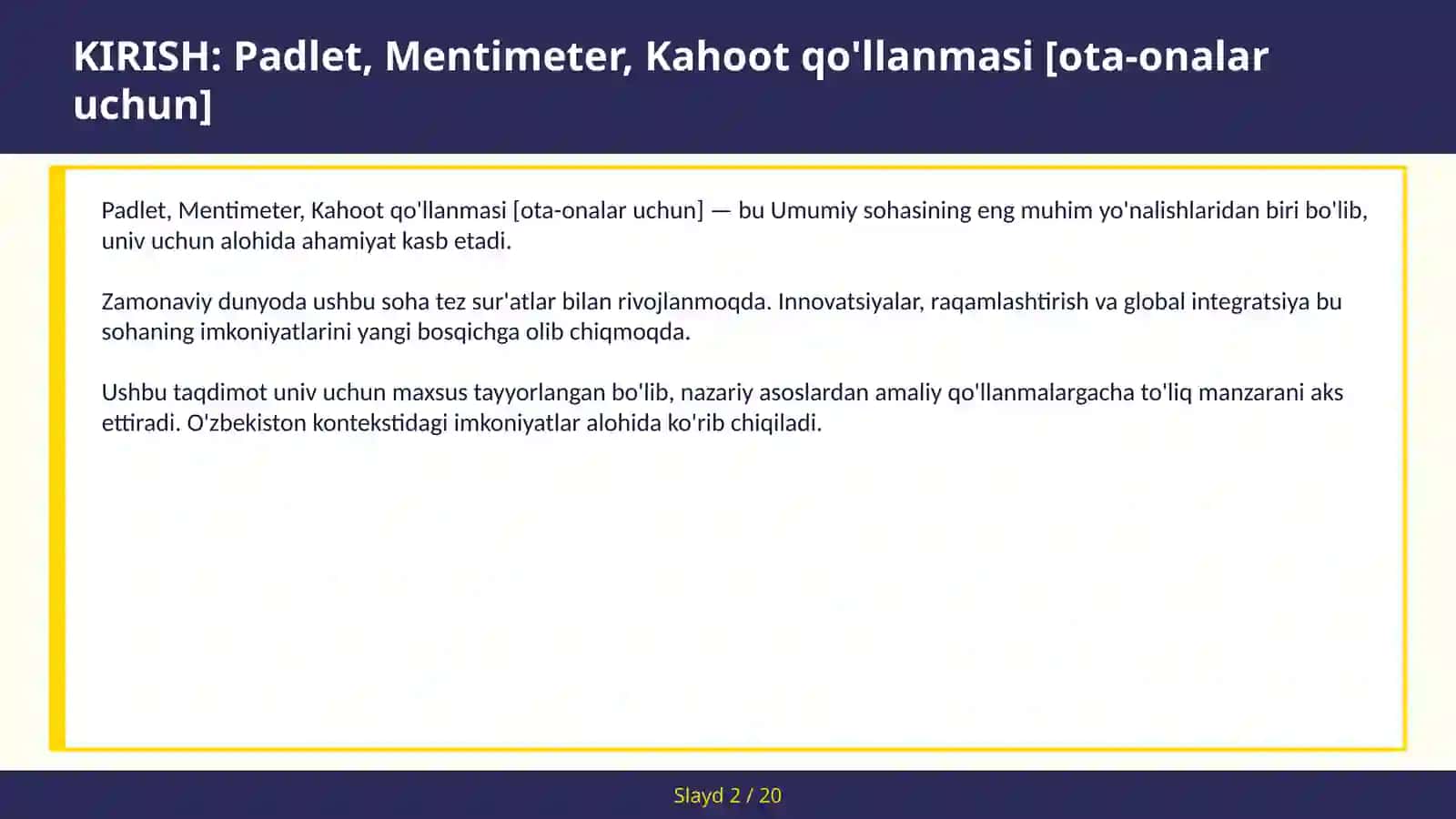 Kahoot qo'llanmasi [ota-onalar uchun] 2