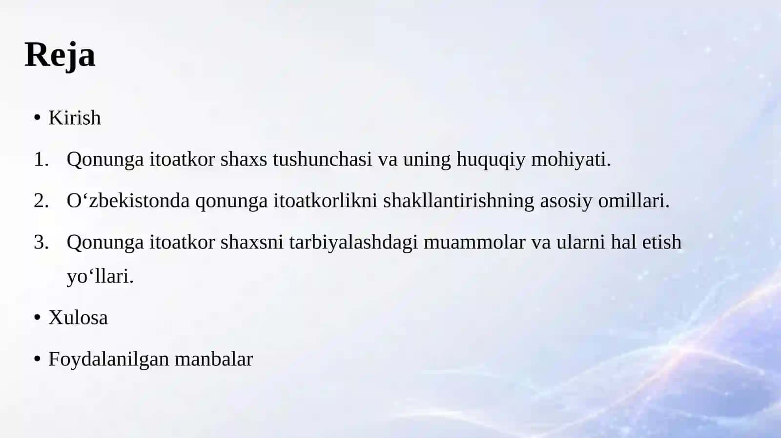O‘zbekiston Respublikasida qonungaitoatkor shaxs nishkallantirish masalalari 2