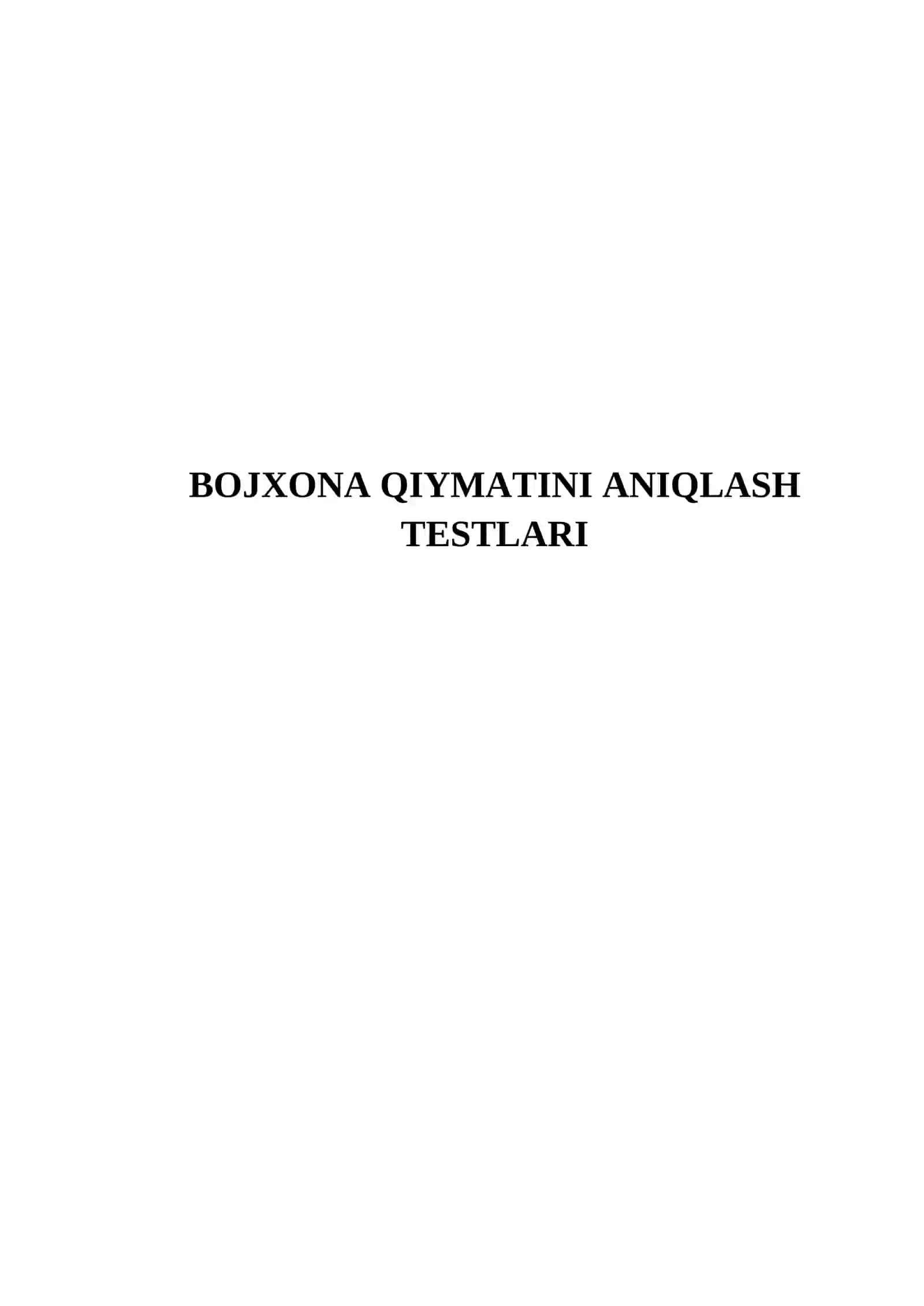 BOJXONA QIYMATINI ANIQLASH TESTLARI 2
