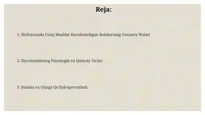 Shifoxonada uzoq muddat davolanayotgan bolalar tavsifi 2