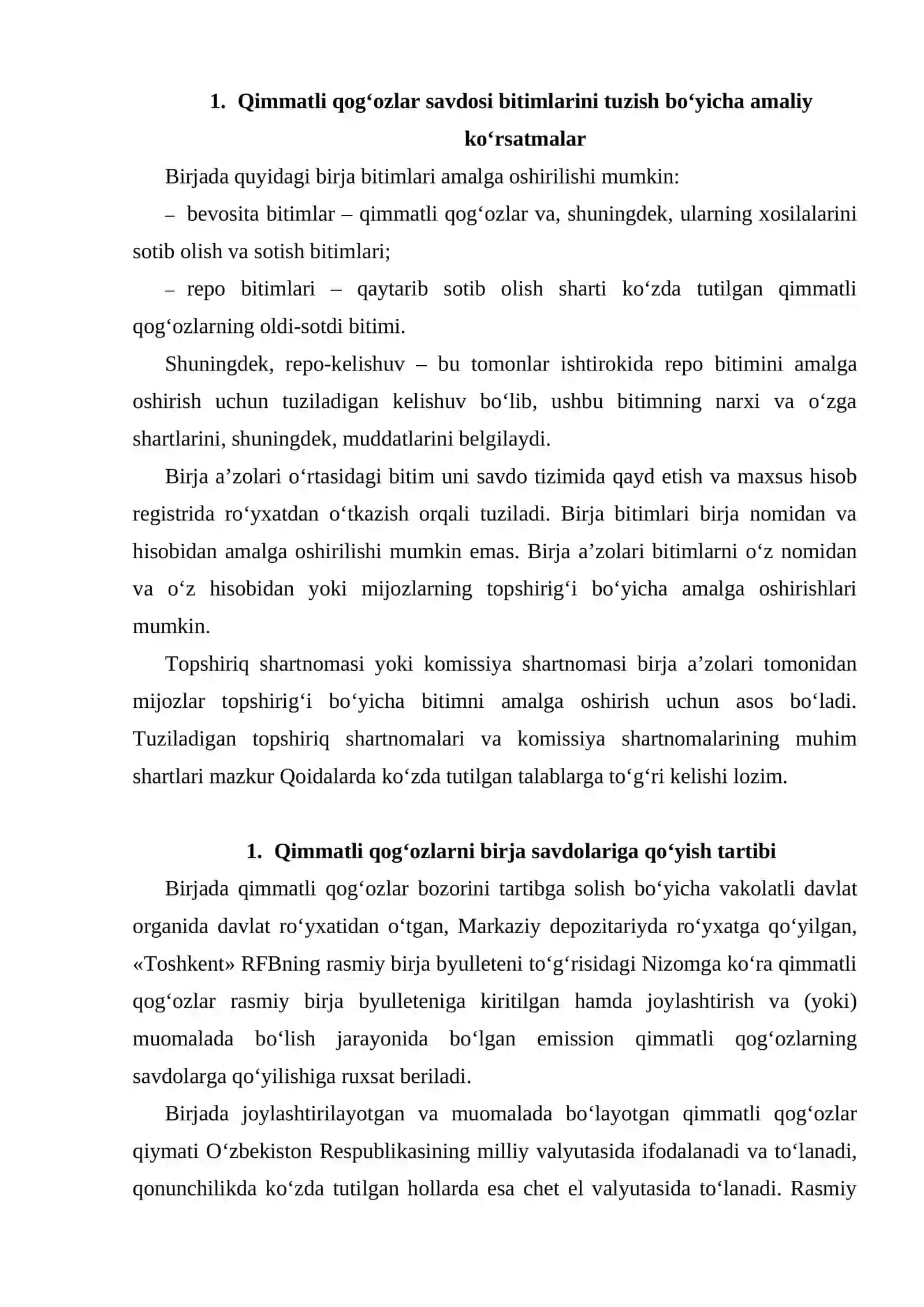 Qimmatli qog‘ozlar savdosi bitimlari 2